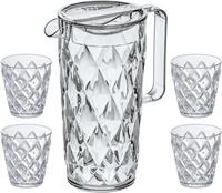 KOZIOL Kanne CRYSTAL, 1,6 l, (Set, 5-St), sp&uuml;lmaschinenegeeignet, 100% recycelbar, 1
