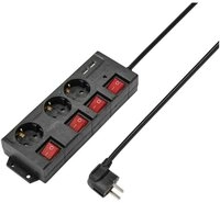Sygonix 3-fach-Steckdosenleiste mit &Uuml;berspannungsschutz und 2x USB RF-4737788