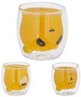 relaxdays Teeglas Doppelwandige Gl&auml;ser 3 B&auml;ren, Glas