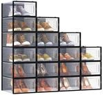 SONGMICS Schuhbox 18er Set, Schuh-Organizer aus Kunststoff, faltbar und...