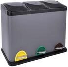 SVITA M&uuml;lltrennsystem TC3X15, Treteimer, Papierkorb, Abfalleimer, Stahl, Grau