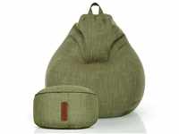 Green Bean Sitzsack Home-Linen (Indoor Riesensitzsack und Pouf mit EPS-Perlen