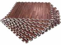 GORILLA SPORTS Bodenschutzmatte Schutzmattenset mit acht Teilen Holzoptik...