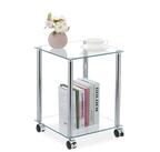 relaxdays Beistelltisch Glas Beistelltisch mit Rollen