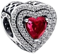 Pandora Charm Kristall Silber Charm Funkelndes Rotes Herz