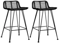 vidaXL Barhocker Barhocker 2 Stk. Schwarz Rattan (2 St)