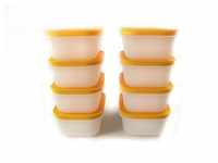 TUPPERWARE Frischhaltedose Eis-Kristall 450 ml (8) weiß/orange + SPÜLTUCH