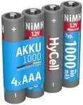 HyCell Piles rechargeables NiMH Micro AAA 1000 mAh 1,2V (lot de 4) Akku