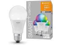Ledvance LED-Leuchtmittel Smart+ LED Lampe mit WiFi E27 Dimmbar RGBW 9W 3ER,...