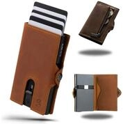 SLIMJACK Mini Geldb&ouml;rse Herren - echt Leder - M&uuml;nzfach RFID-Schutz - Cardholder -