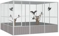 vidaXL Vogelk&auml;fig, Vogelk&auml;fig Grau 302,5x324,5x211,5 cm Verzinkter Stahl