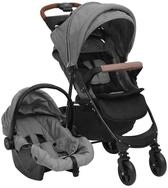 vidaXL Kinder-Buggy 3-in-1 Kinderwagen Hellgrau Stahl