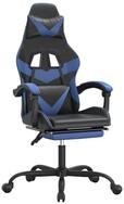 vidaXL Gaming-Stuhl Gaming-Stuhl mit Fu&szlig;st&uuml;tze Schwarz und Blau Kunstleder (1...