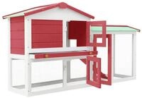 vidaXL Kleintierstall, Gro&szlig;er Kaninchenstall Rot und Wei&szlig; 145x45x84 cm Holz