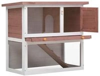 vidaXL Kleintierstall, Kaninchenstall 1 T&uuml;r Braun Holz