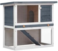 vidaXL Kleintierstall, Kaninchenstall 1 T&uuml;r Grau Holz