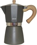 gnali & zani Espressokocher, Aluminium mit Softtouch-Griff in Holzoptik, Induktion