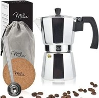 Milu Espressokocher, Aluminium klassisch 3 Tassen, 150 ml, 5-tlg. Set