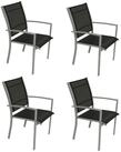 DEGAMO Gartensessel PINO (4-St), Stahl silber, Kunsgewebe schwarz, stapelbar