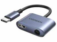 UGREEN USB Typ C - USB Typ C PD QC + 3,5mm Miniklinke Audio Adapter grau