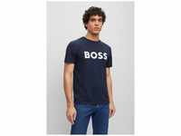 BOSS ORANGE Kurzarmshirt Thinking 1 (1-tlg) mit Logoschriftzug-Frontprint, blau