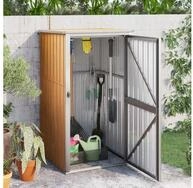 vidaXL Garten-Ger&auml;teschrank 88 x 89 x 161 cm Gartenschrank Metall Ger&auml;tehaus Braun