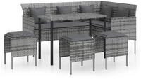 vidaXL Loungeset vidaXL 5-tlg. Sofagarnitur in L-Form mit Kissen Poly Rattan...