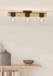 EGLO Deckenleuchte BAILRIGG Deckenlampe, Stahl und Holz, E27, Flurlampe,