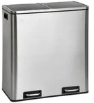 SVITA M&uuml;lltrennsystem, Tretm&uuml;lleimer 2x 30L Edelstahl silberfarben 60 l | 57 cm x