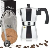 Milu Espressokocher, Mokkakanne, 6 Tassen, 300ml, Espressokanne, silber