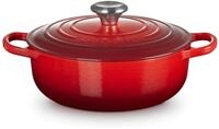 LE CREUSET Br&auml;ter Sauteuse Signature rund kirschrot 24cm, Emailliertes Gusseisen