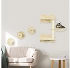 PawHut Katzen-Kletterwand 4-teilig, Katzentreppe, mit H&auml;ngematte, Sisal,