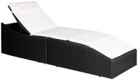 vidaXL Gartenliege Sonnenliege mit Polsterauflage Poly Rattan Schwarz, 1 St.