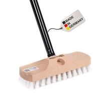 BawiTec Reinigungsb&uuml;rste Universal Schrubber mit Stiel Bodenschrubber Holzstiel