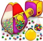 KIDUKU Spielzelt 3-teiliges B&auml;llebad Babyzelt + Krabbeltunnel + 200 B&auml;lle + Tasche