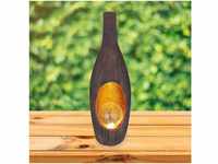 Globo Solarleuchte, Vase rund, innen mit Kugel, Kunststoff schwarz,...