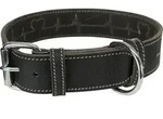 TRIXIE Hunde-Halsband Rustic Fettleder-Halsband Heartbeat - schwarz - 47&ndash;55 cm/40
