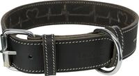 TRIXIE Hunde-Halsband Rustic Fettleder-Halsband Heartbeat - schwarz - 34&ndash;40 cm/30