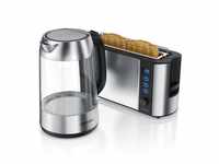 Arendo Frühstücks-Set (2-tlg), Glas Wasserkocher 1,7l / 2-Scheiben Toaster,