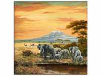 Artland Wandbild Afrikalandschaft mit Elefanten, Wildtiere (1 St), als...