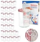 MamboCat Einmachglas 50er Set Sturzglas 435 ml To 82 Deckel Holz Herz rot incl.