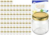 MamboCat Einmachglas 75er Set Rundglas 212 ml nieder To 66 goldener Deckel incl.