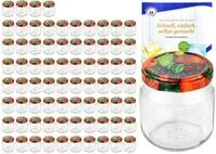 MamboCat Einmachglas 75er Set Rundglas 212 ml nieder To 66 Obst Dekor Deckel,...