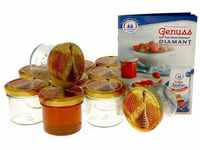 MamboCat Einmachglas 12er Set Sturzglas 125 ml Carino To 66 Deckel mit Honigwabe