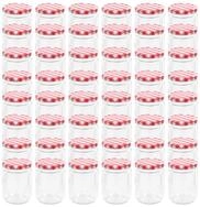 vidaXL Marmeladenglas, Einmachgl&auml;ser mit Wei&szlig;em/Rotem Deckel 48 Stk. 230 ml