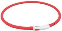 TRIXIE Hundehalsbandleuchte Flash Leuchtring USB - rot - 70 cm/&oslash; 10 mm