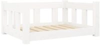 vidaXL Hundekorb 655 x 505 x 28 cm Hundebett Wei&szlig; 65,5x50,5x28 cm Massivholz...