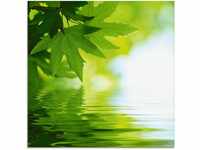 Artland Glasbild Grüne Blätter reflektieren im Wasser, Blätter (1 St), in