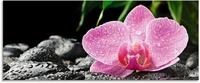 Artland Glasbild Rosa Orchidee auf schwarzen Zen Steinen, Blumen (1 St), in