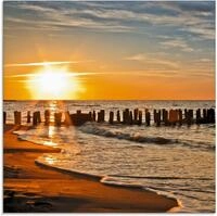 Artland Glasbild Sch&ouml;ner Sonnenuntergang am Strand, Strand (1 St), in...